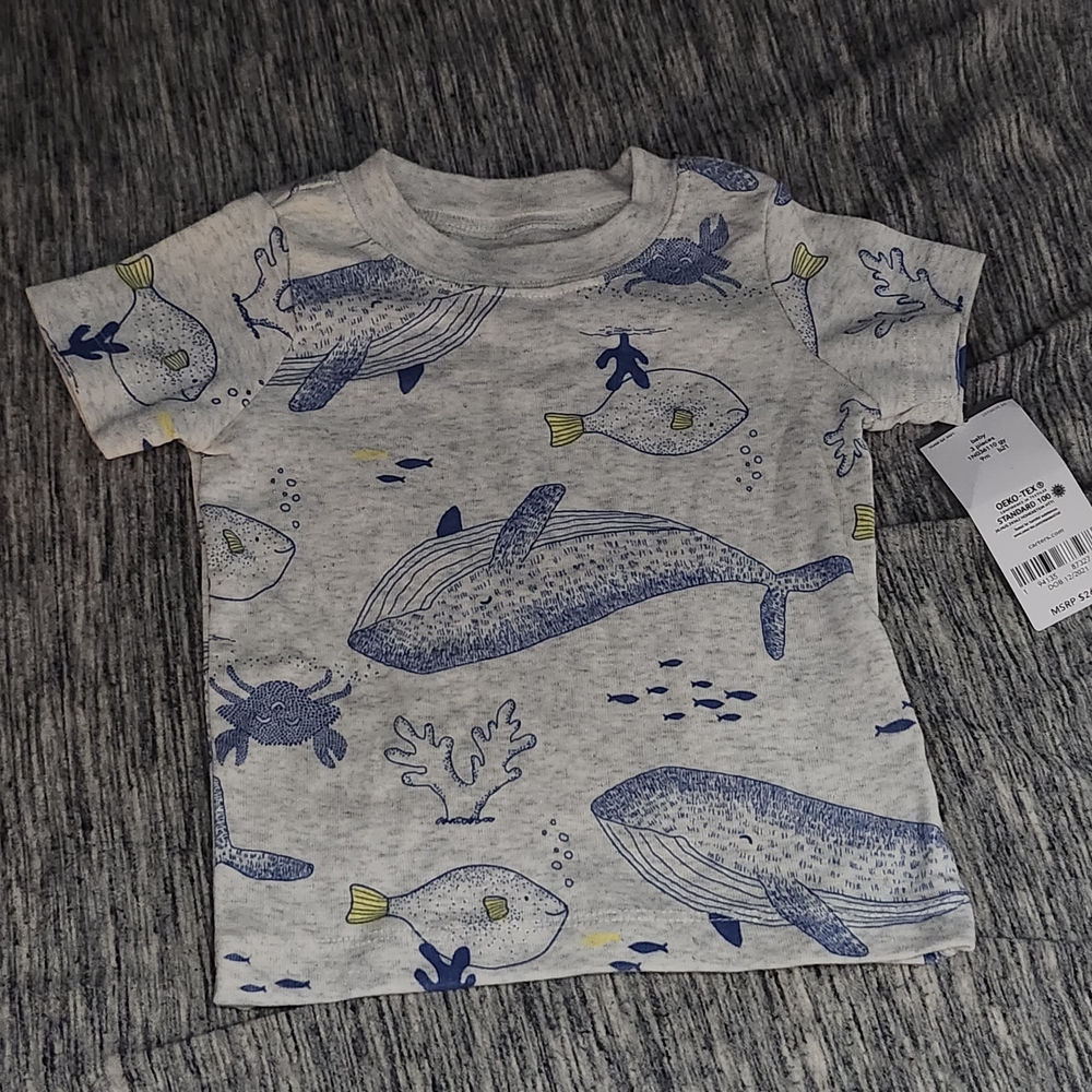 Carter's Blue and Gray Whale Print Tee